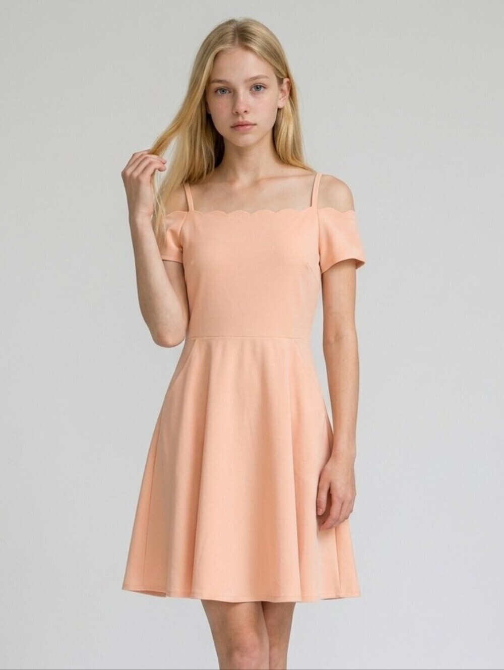 NWT Rare Editions Girl's Scalloped Blush Off Shoulder Dress